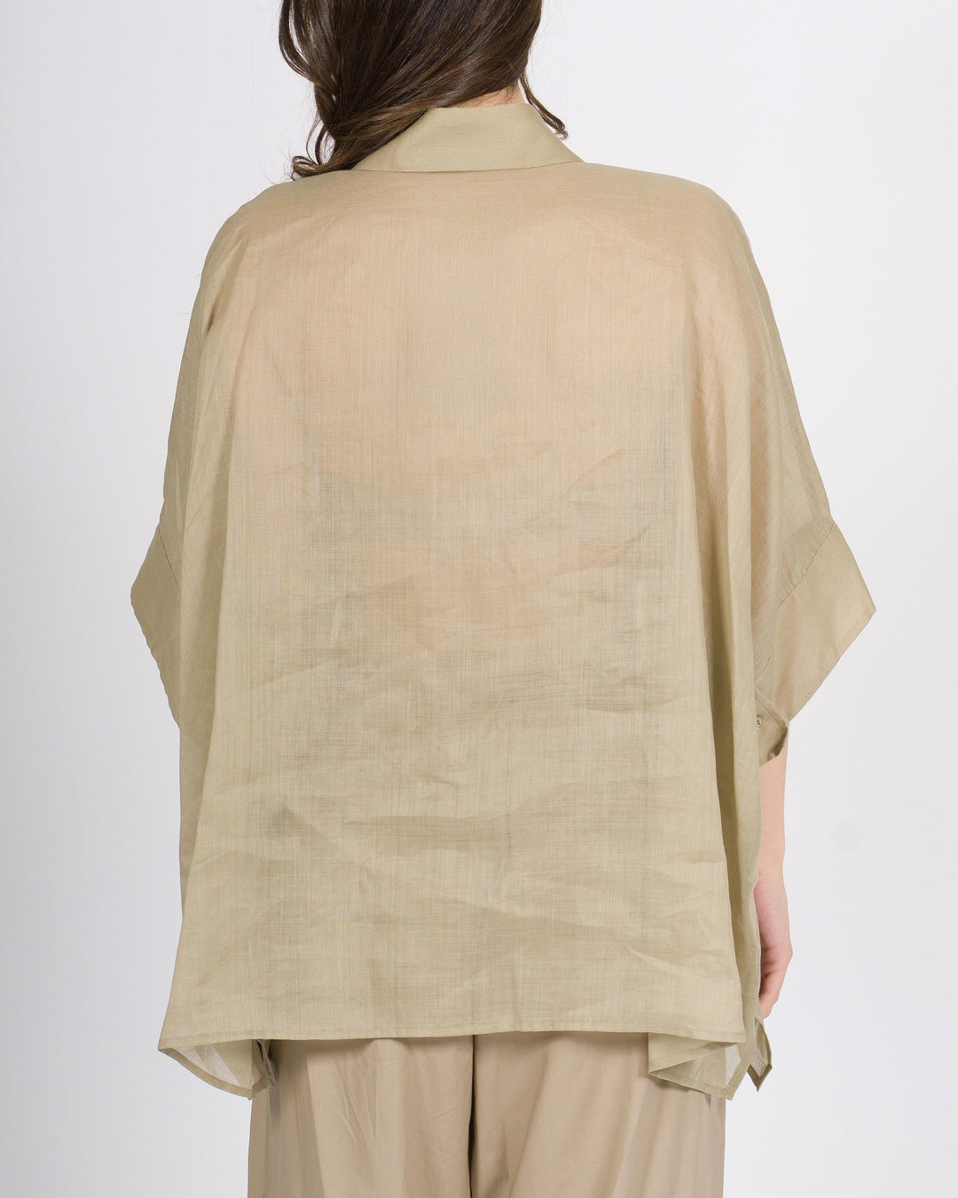 Camicia Over in Lino Meimeij beige con Tasconi Frontali 