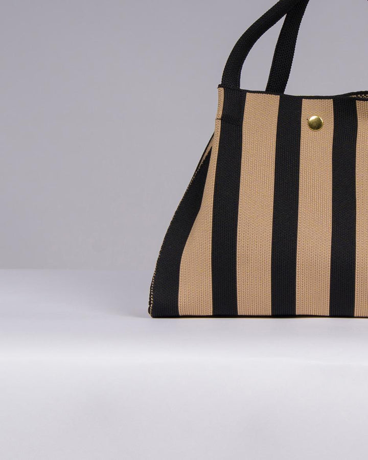 Borsa Rigata Beige e Nero da Donna 