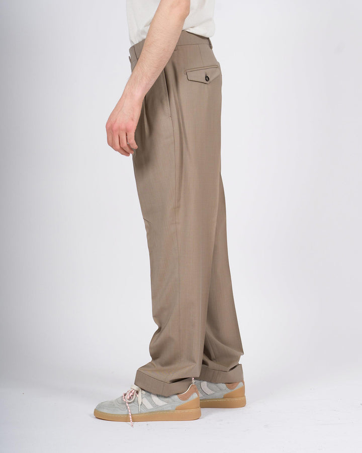 Pantalone Berwich Negroni beige in lana elastica 