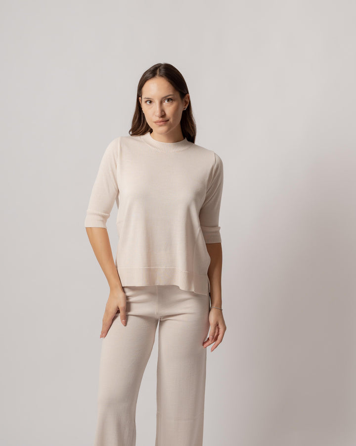 Maglia trequarti panna 