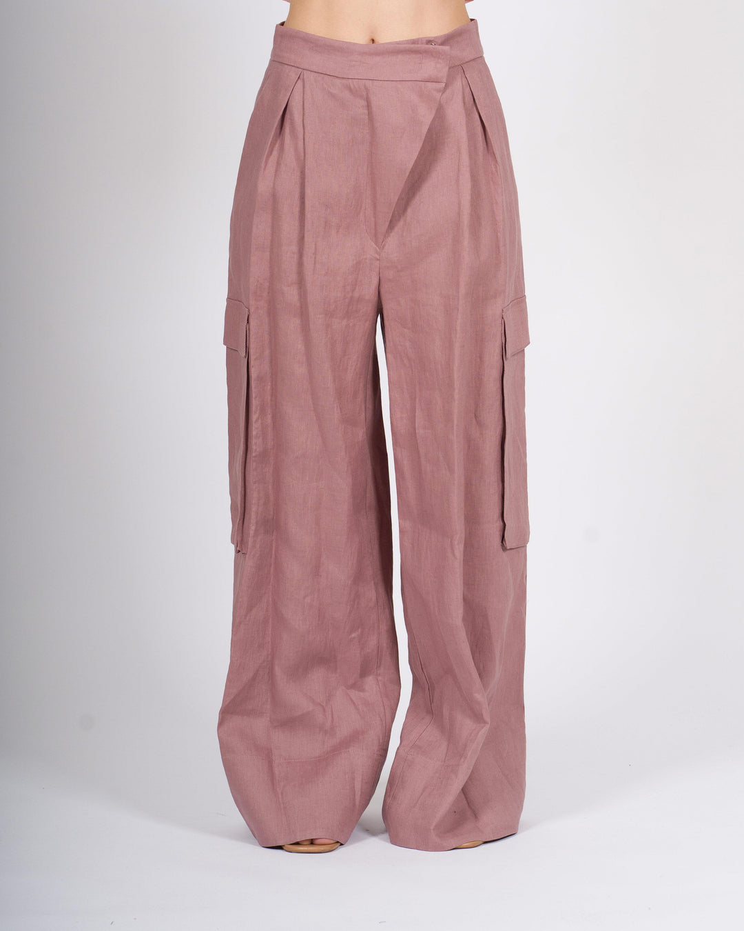 Pantalone cargo Silence in Lino Rosa 