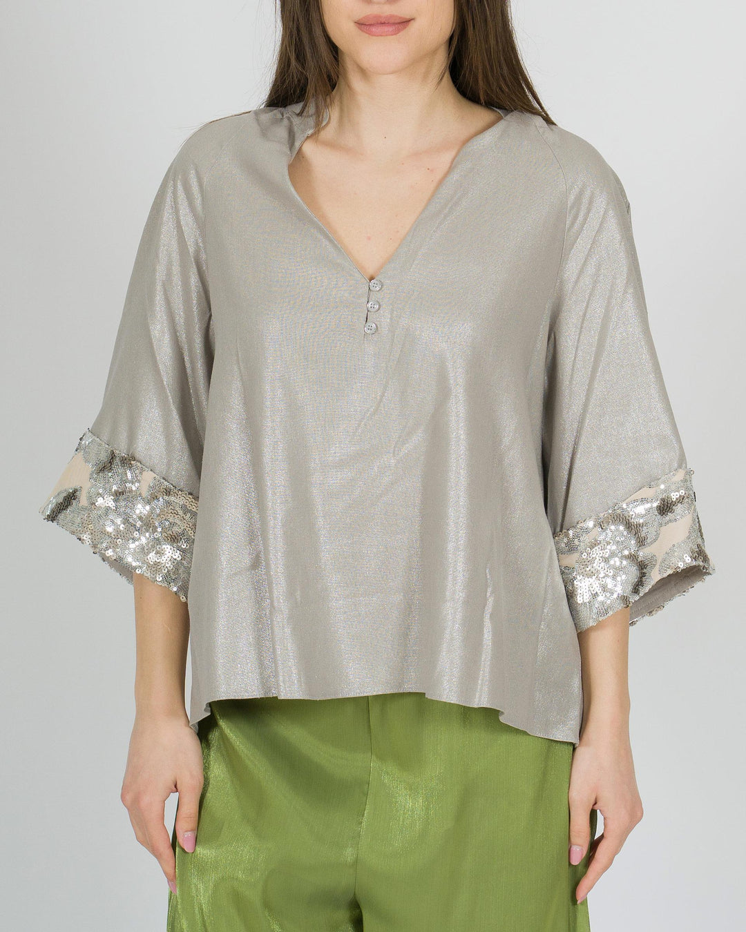 Blusa Access Grigia Brillantinata 