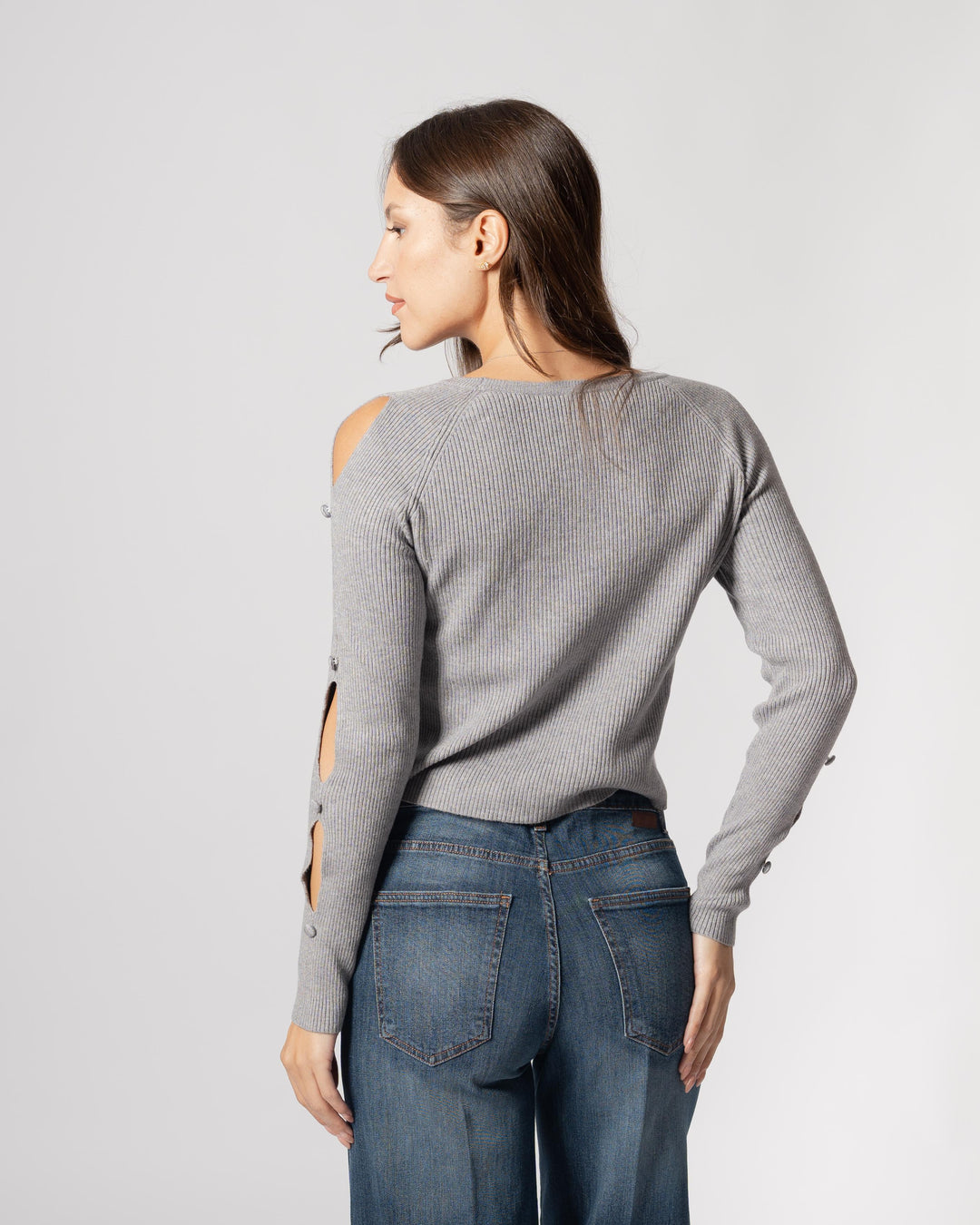 Maglia con aperture grigio 