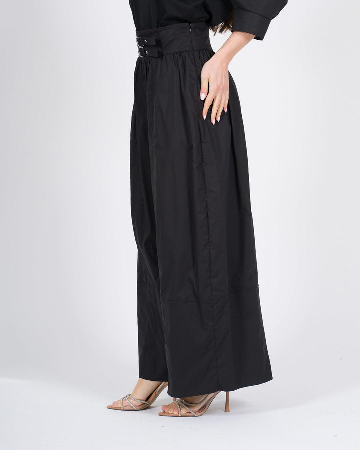Pantaloni MEIMEJ  Balloon Cotone con Cinghie in Vita nero 