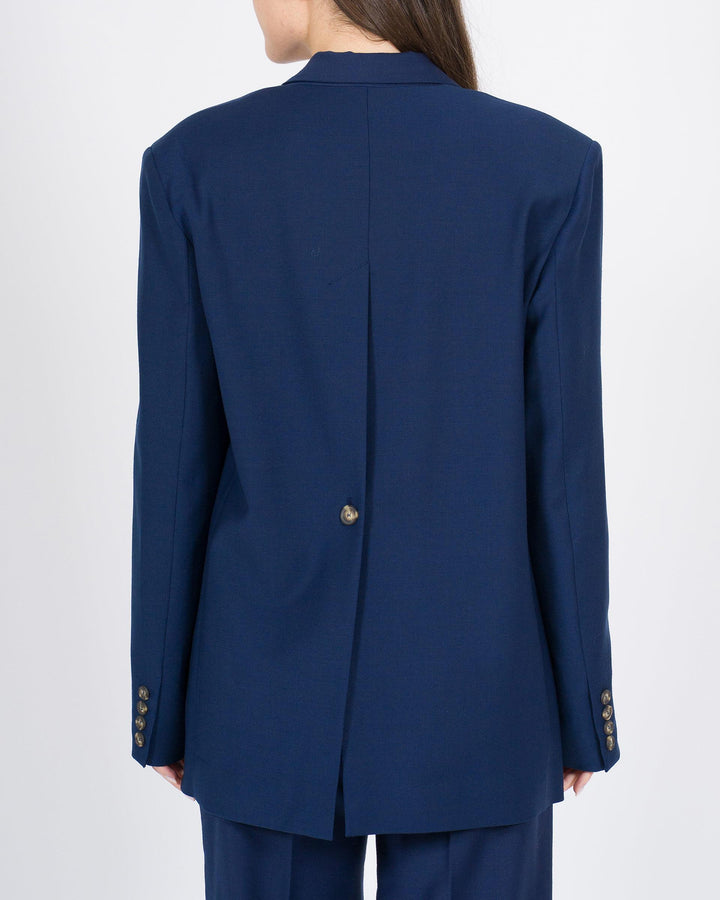 Blazer MEIMEJ  Fresco Lana Monobiettivo con Spacco sul Retro blu 