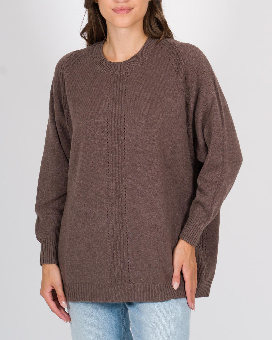 Maglia Over A coste cacao 