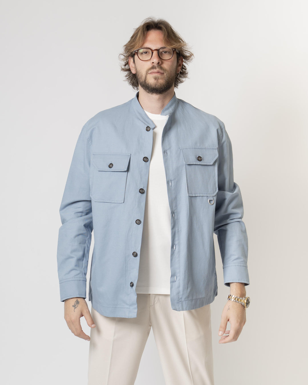 OVERSHIRT COREANA AZZURRA<BR/> 