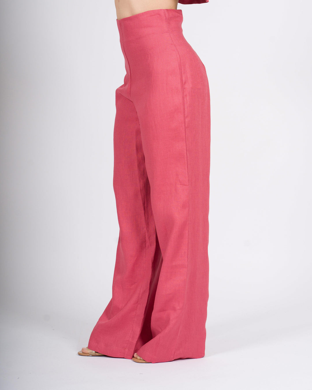 Pantalone Palazzo Silence corallo  in 100% Lino 