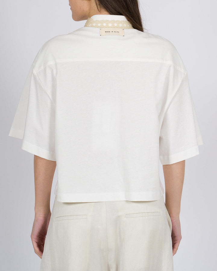 Polo ALYSI Collo con Perline bianca 