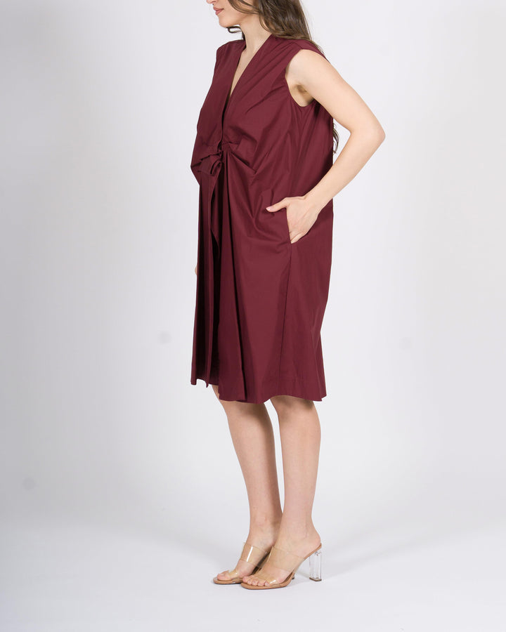 Abito Scollo  Meimeij bordeaux con Drappeggio Frontale 
