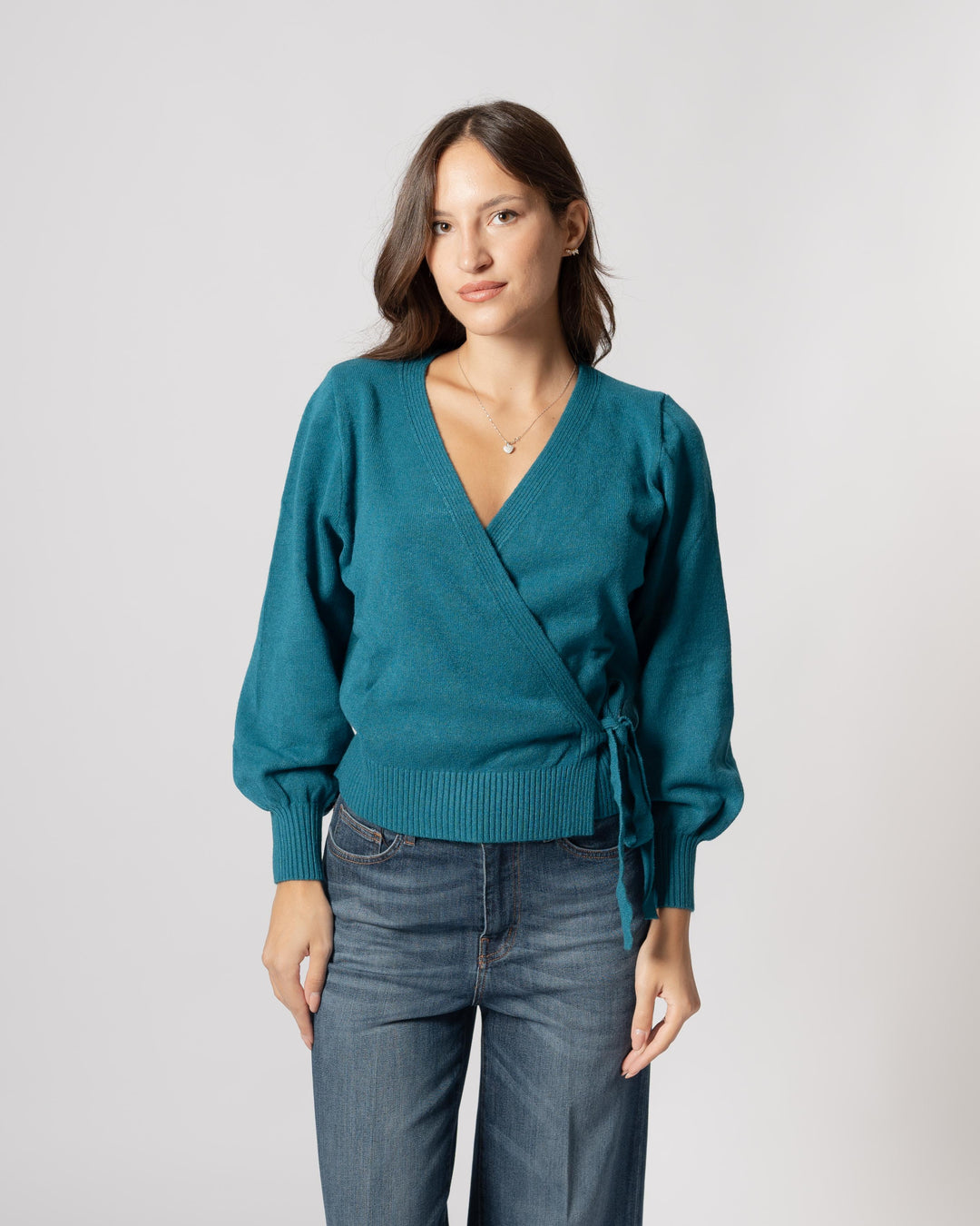 Maglia incrociata ottanio 