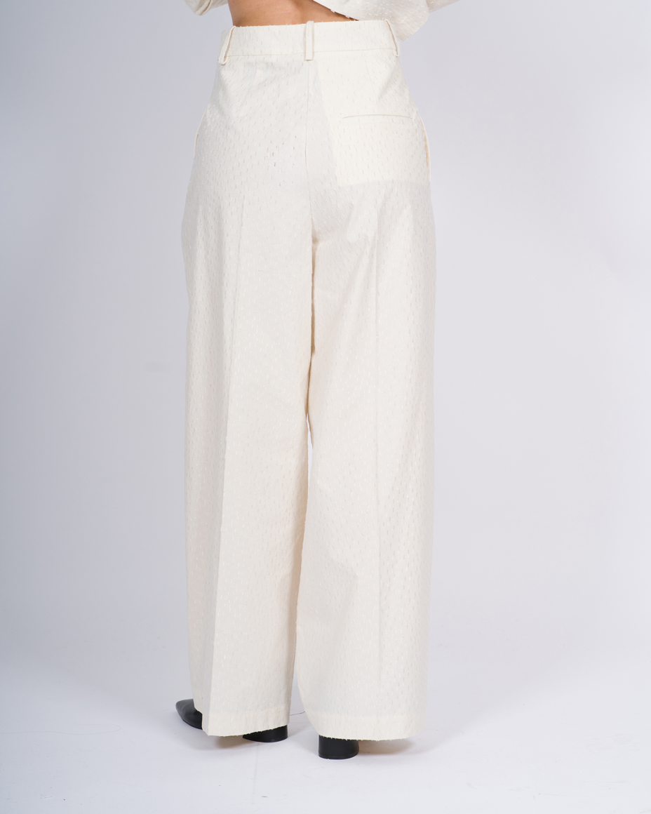 MAXI PANTALONE JACQUARD PANNA<BR/> 