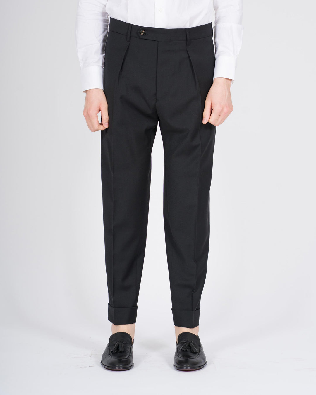 Pantalone Chiaia Misto Lana Nero 
