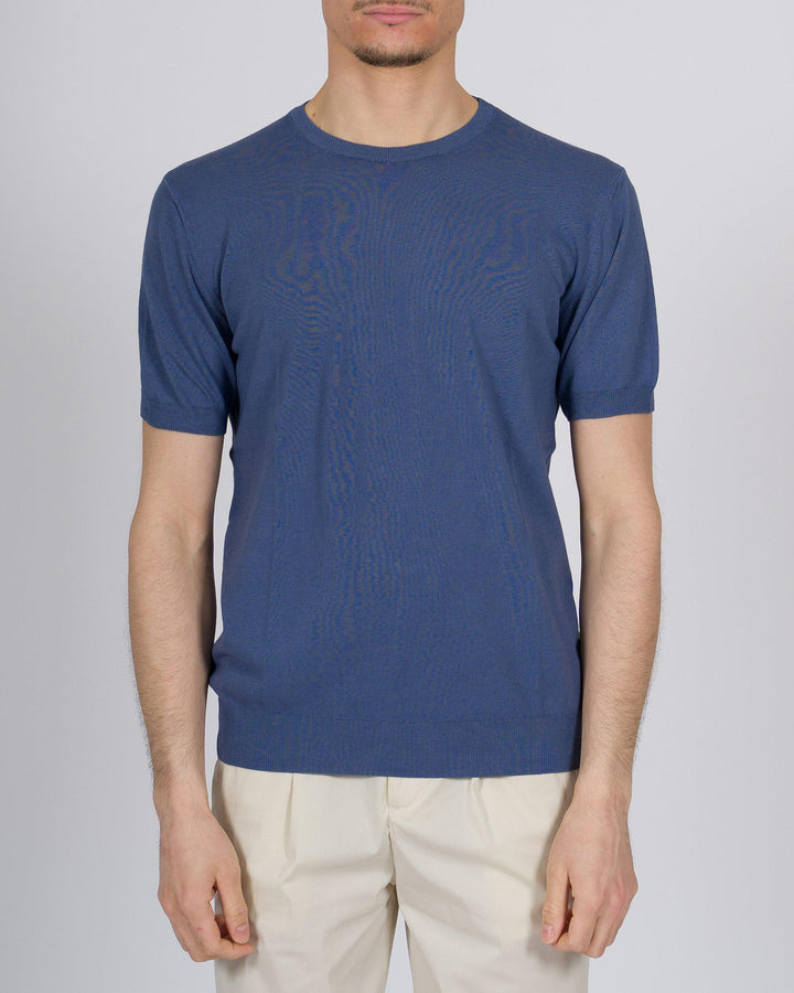 T-shirt crepe di cotone indaco 