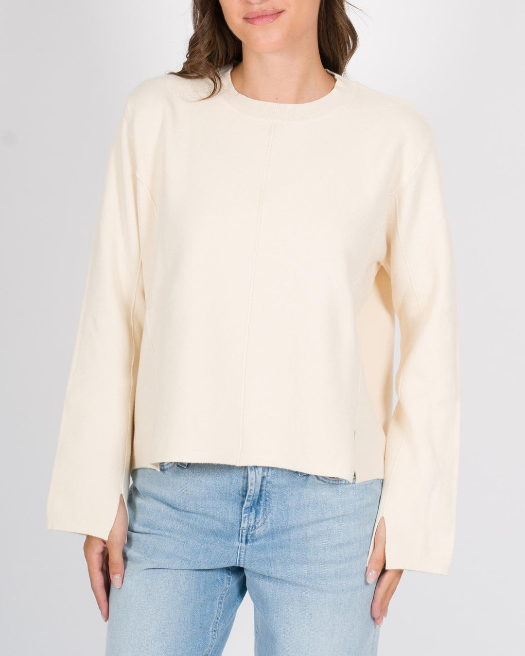 Maglia tagli polsi panna 