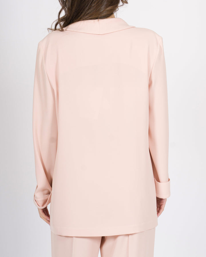 Giacca Silence rosa monobottone con collo sciallato 