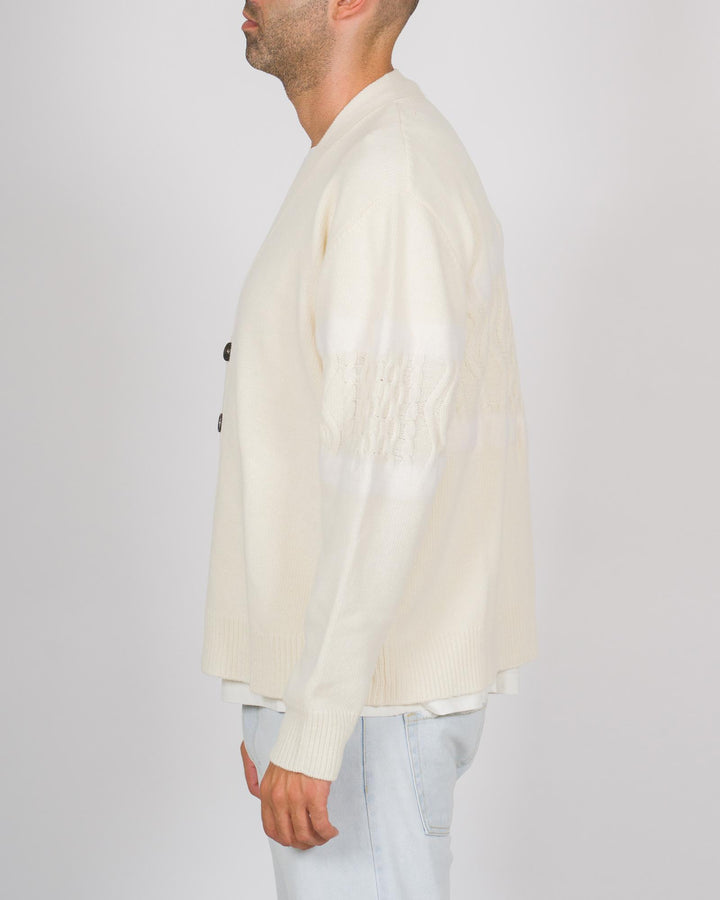 Cardigan lavorazione treccia panna 