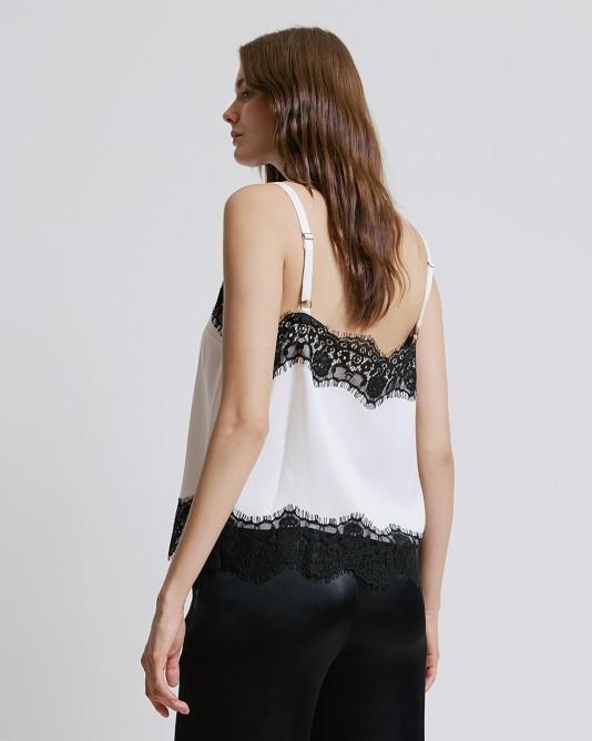 Top con pizzo bianco 