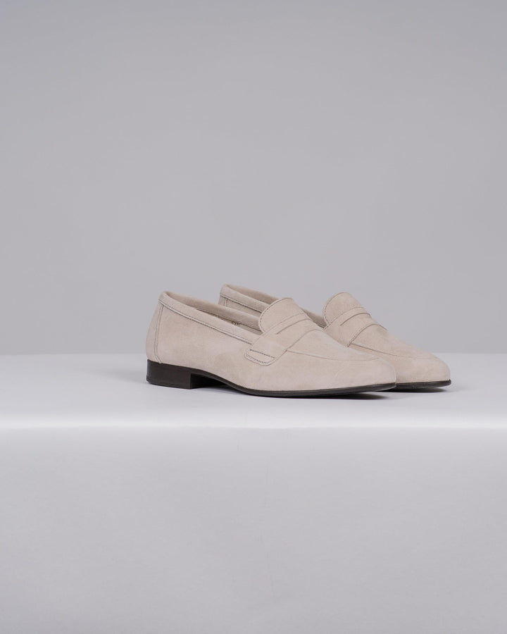 Mocassini Donna in Suede Beige con Punta 