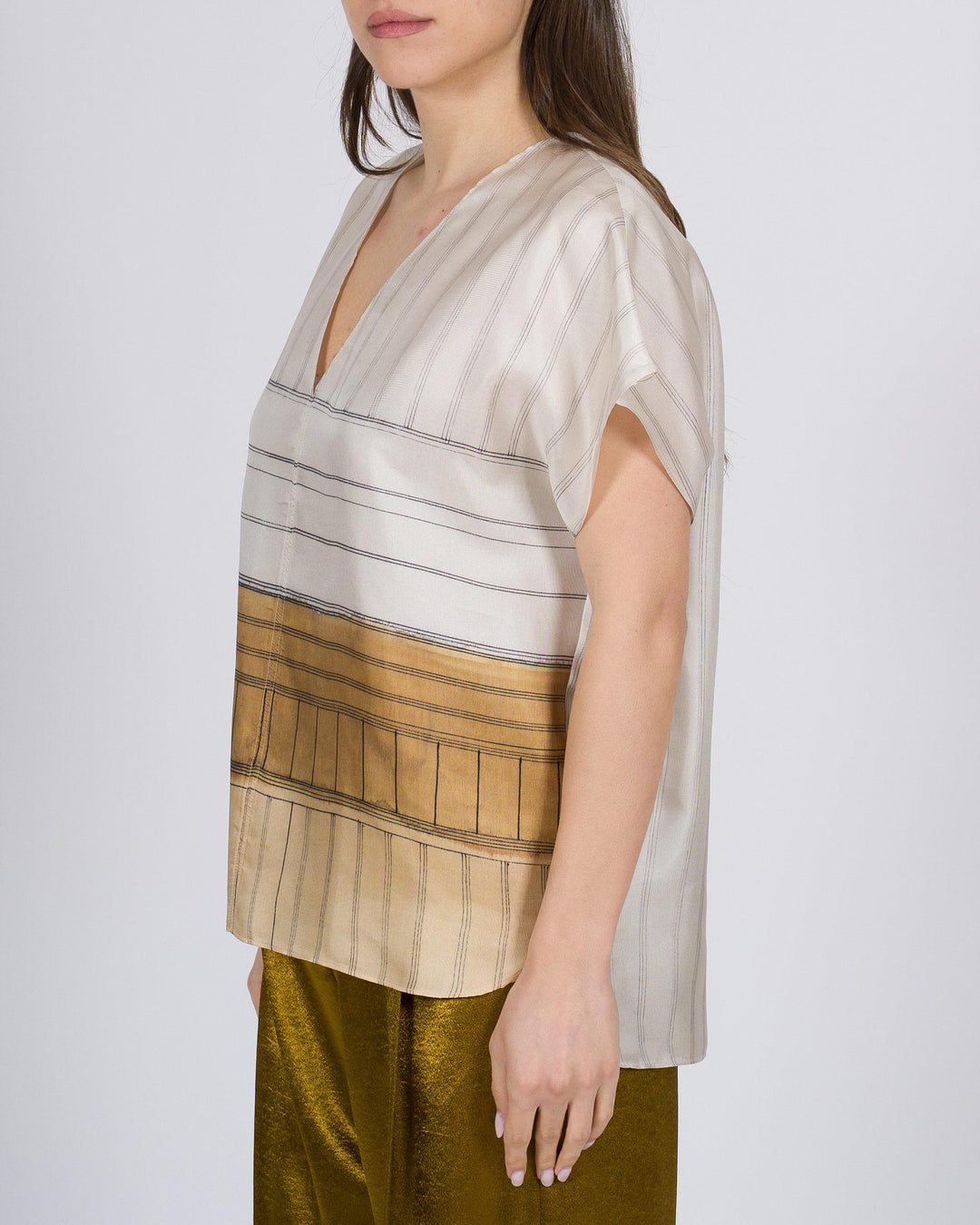 Blusa ALYSI Seta Fantasia Morbida bronzo 