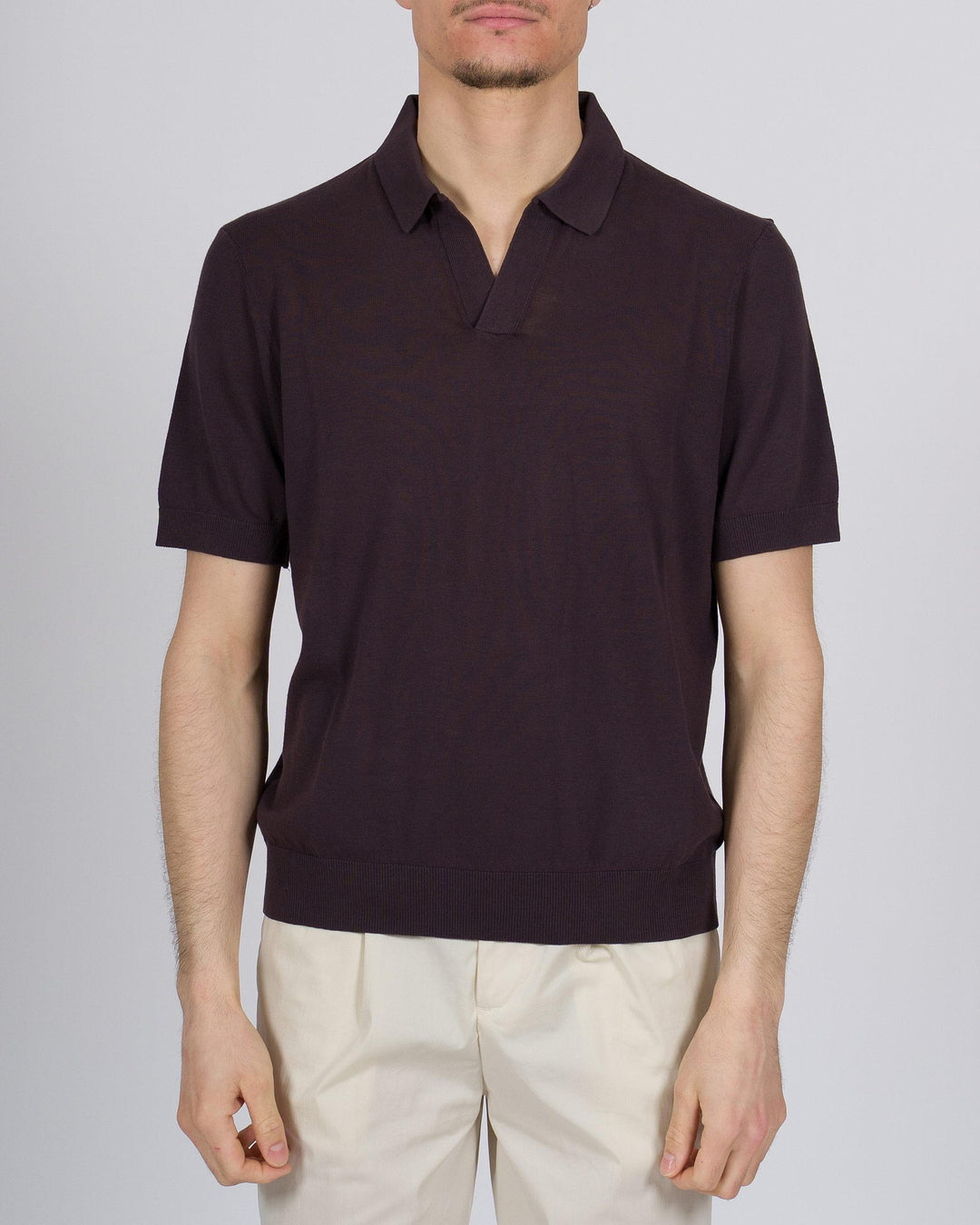 Polo skipper crepe di cotone moro 