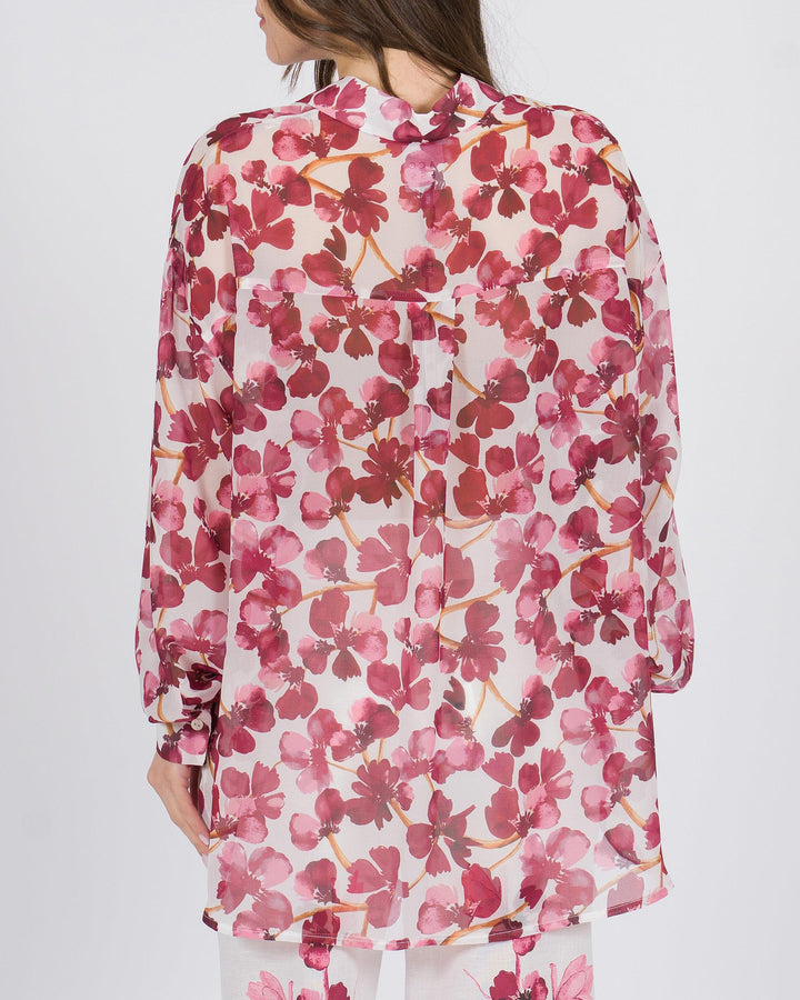Camicia con stampa floreale fucsia 