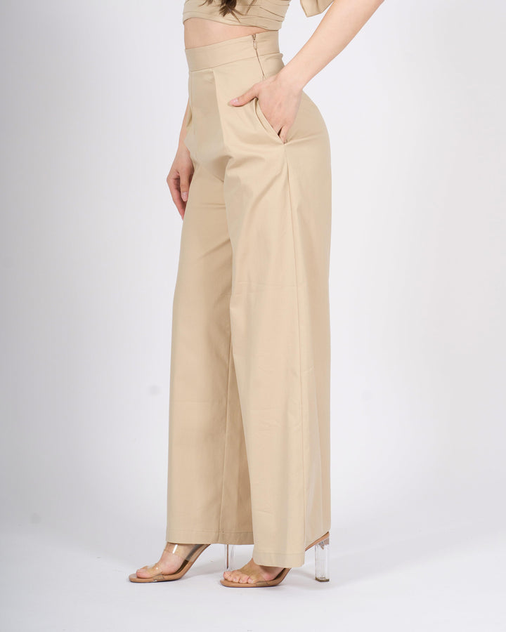 Pantaloni Silence Palazzo in Cotone Beige 