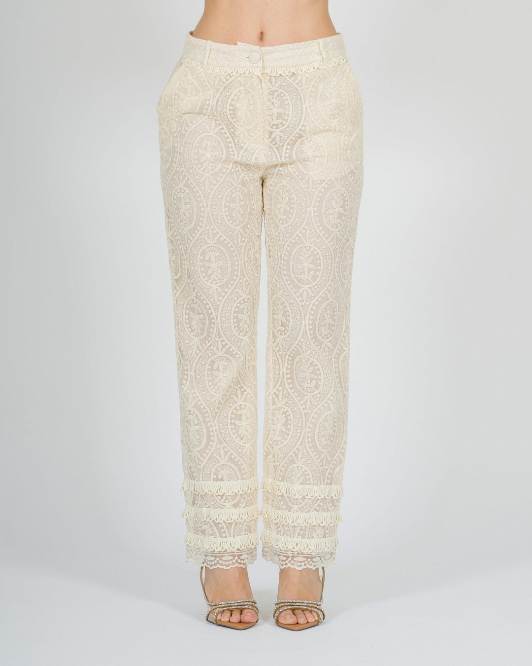 Pantalone Amosa in organza panna 