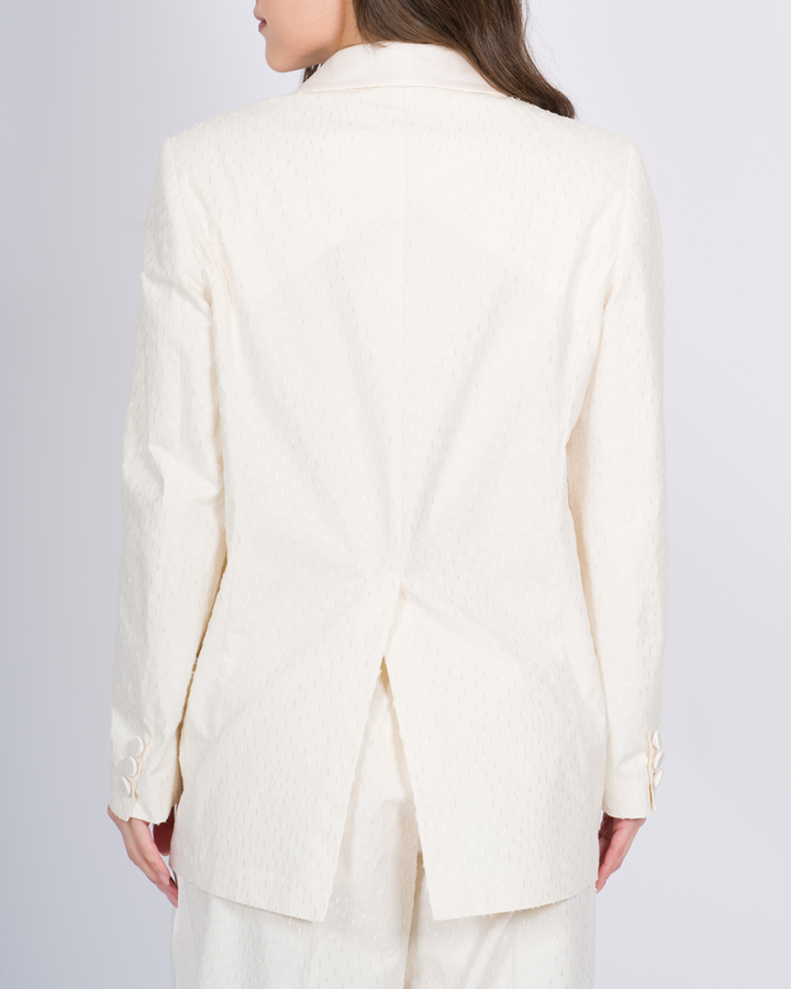 BLAZER JACQUARD MONOPETTO PANNA<BR/> 