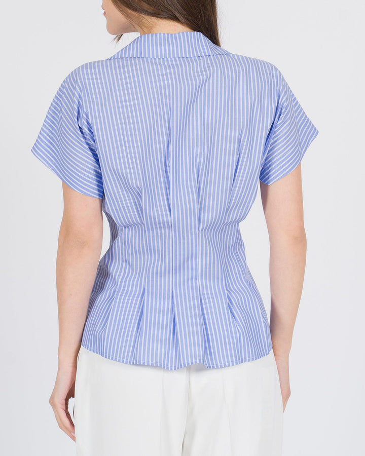 Camicia aderente a righe azzurra 