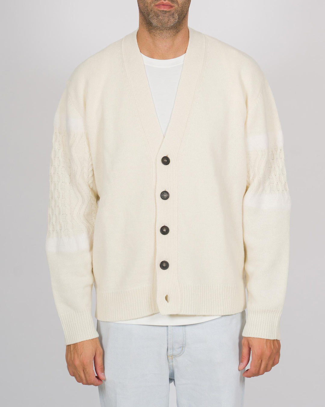 Cardigan lavorazione treccia panna 