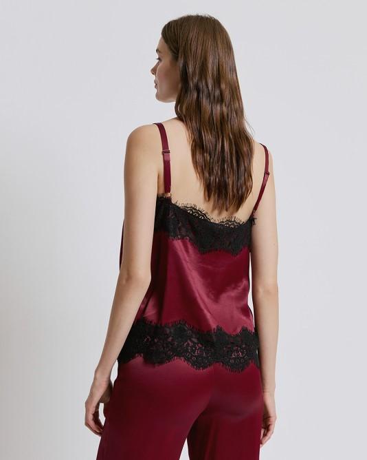 Top con pizzo bordeaux 