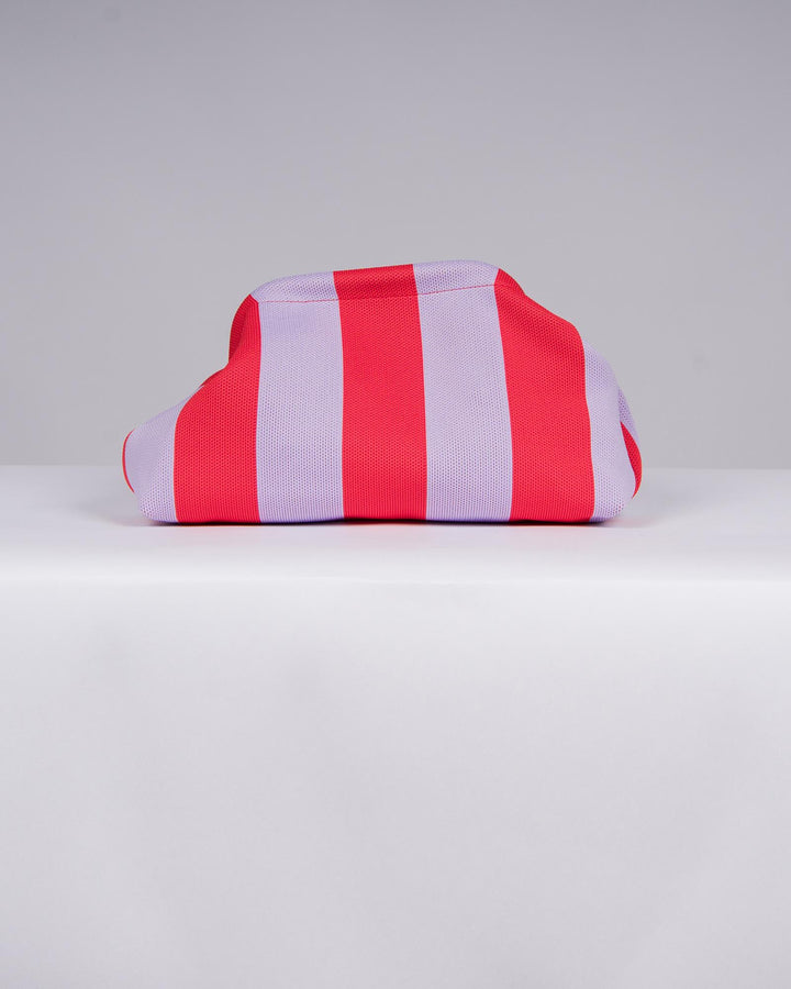 Borsa in Stoffa Rigata viola e rosso. 