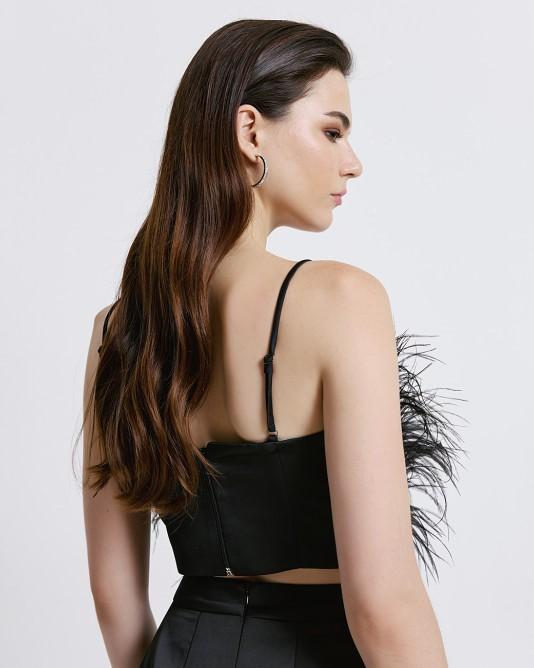 Top Piume Nero 