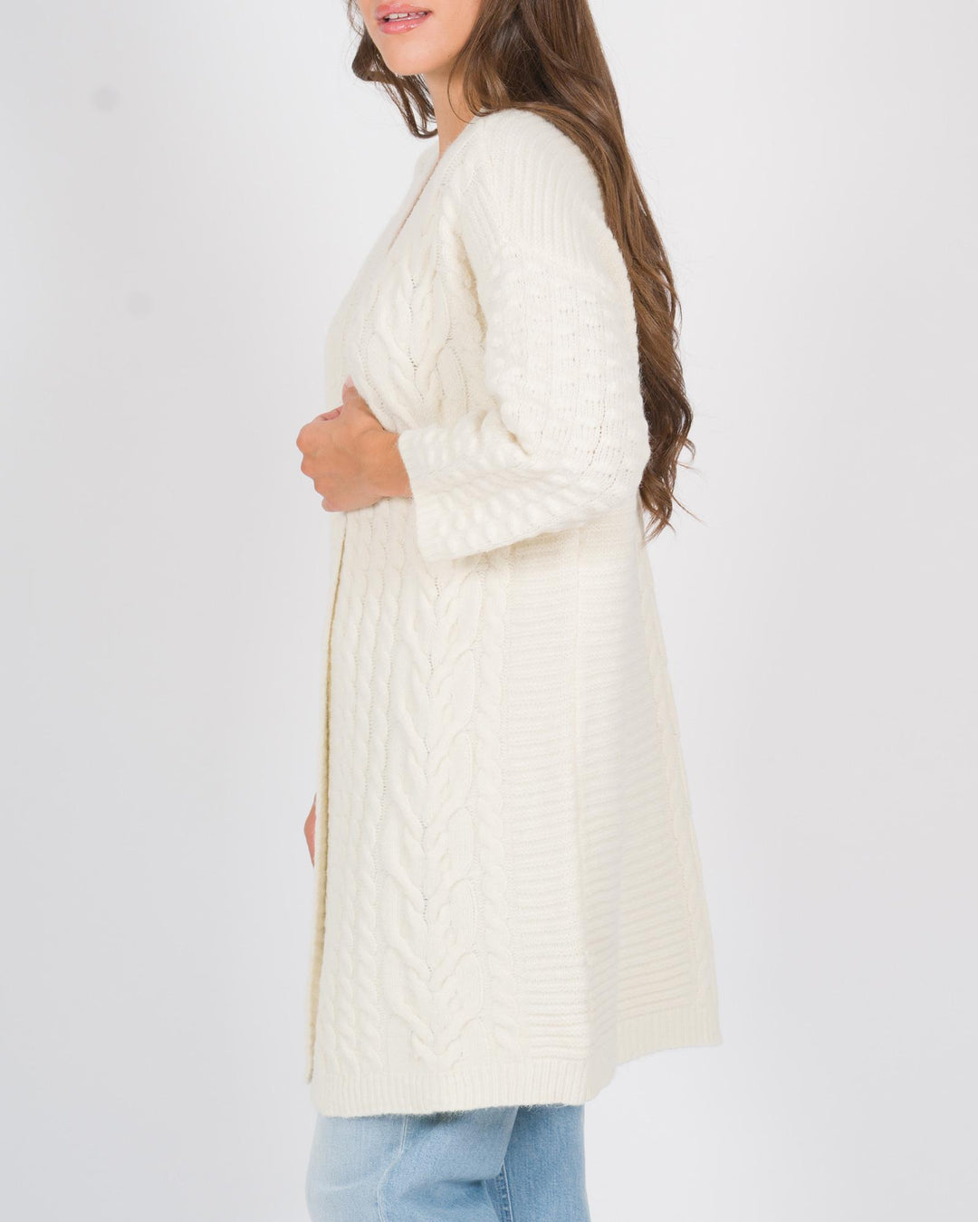 Cardigan trecce panna 