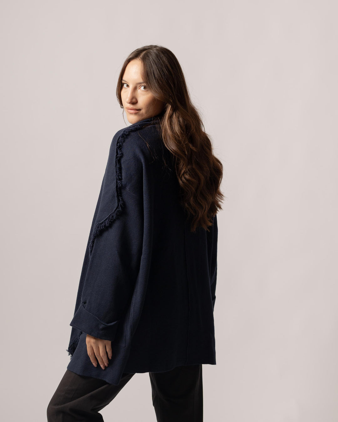 Cardigan frange blu 