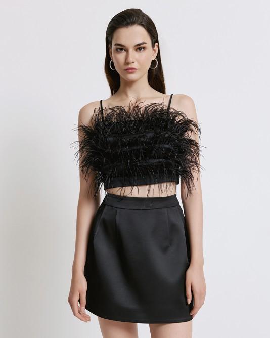 Top Piume Nero 