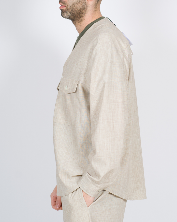 Overshirt tasconi fiammata beige 
