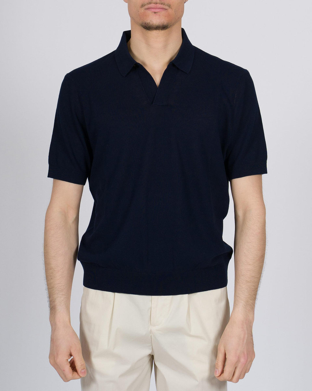 Polo skipper crepe di cotone blu 