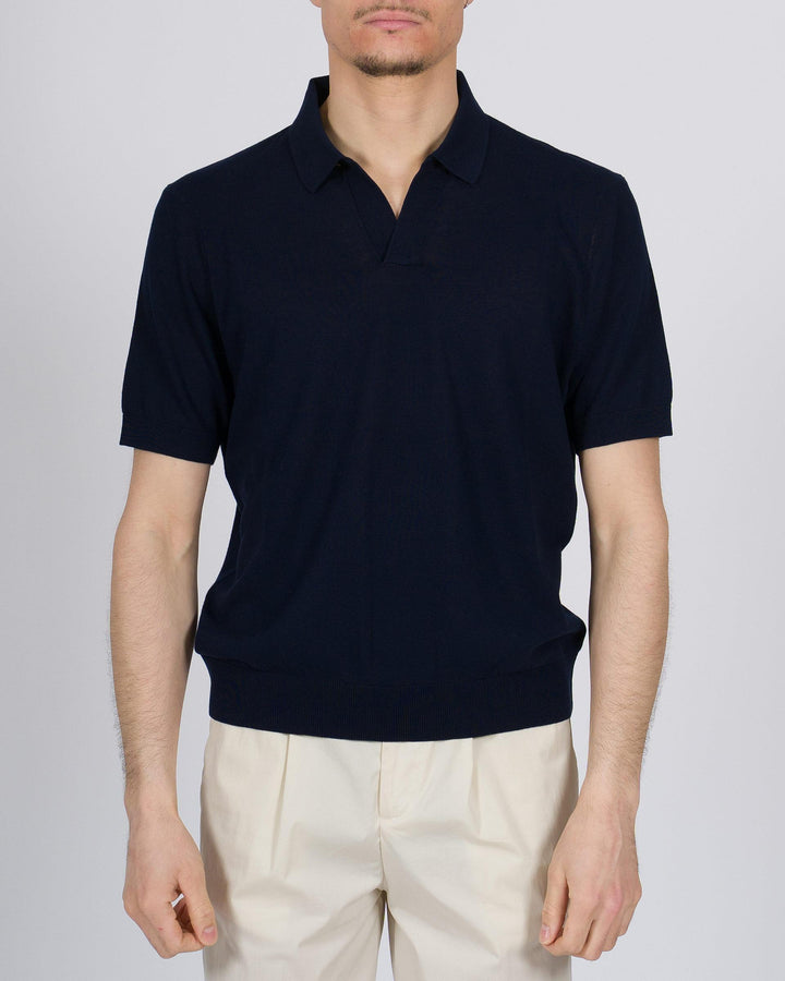 Polo skipper crepe di cotone blu 