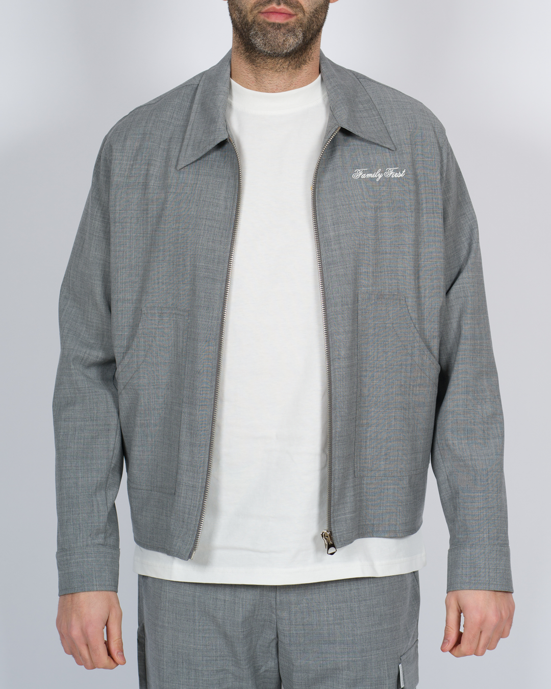 Giacca full zip grigio 