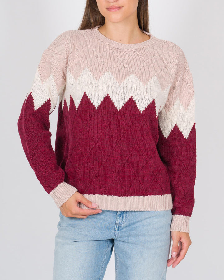 Pullover rombi tre colori rosa 