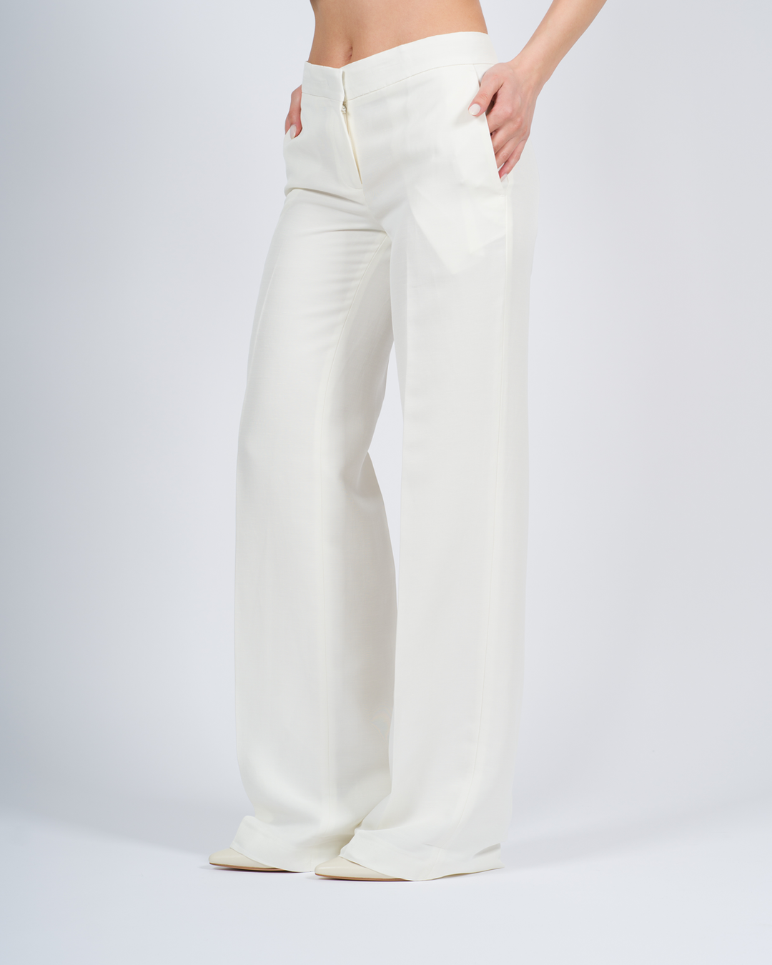 Pantaloni dritti con tasche bianco 
