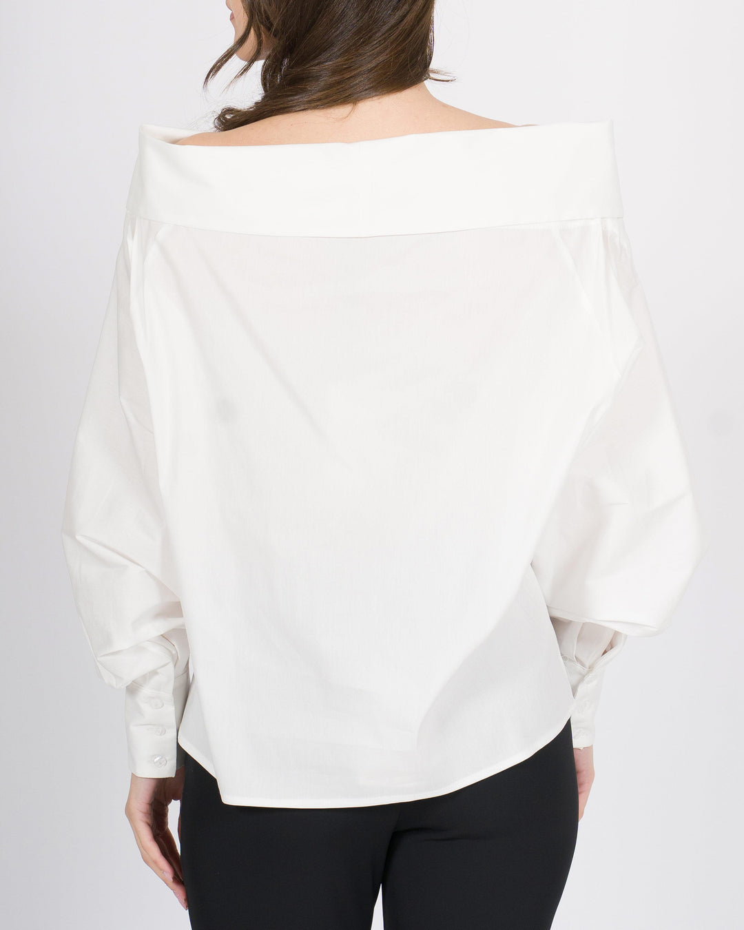 Camicia BiancaSILENCE  in Popeline con Scollo Omerale 
