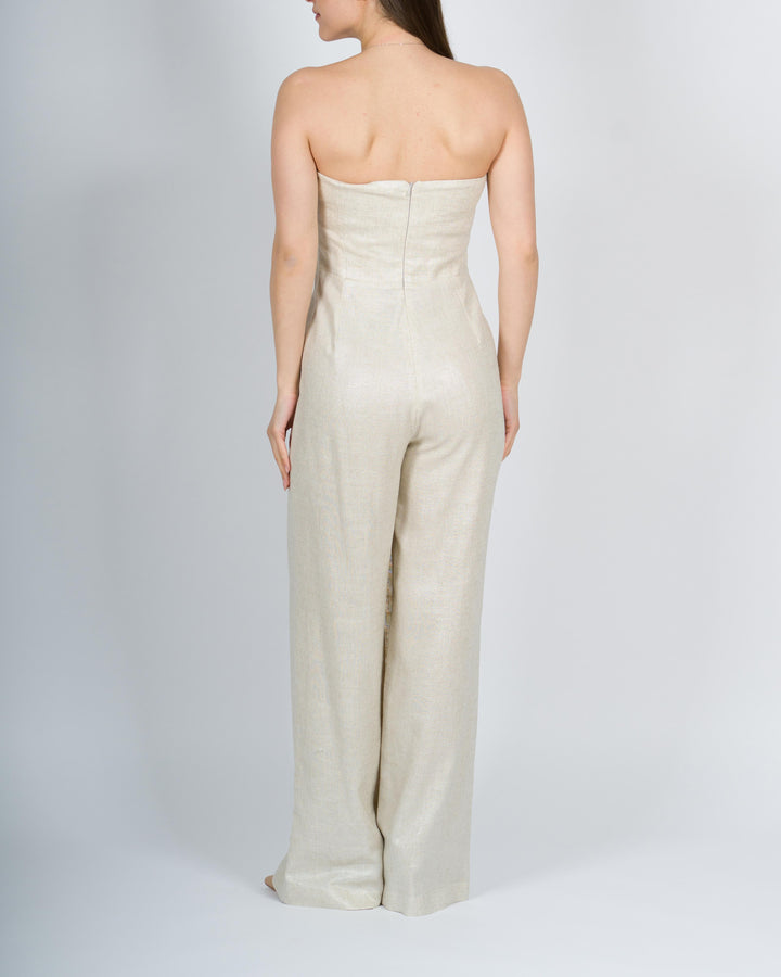 Tuta strapless beige chiaro 