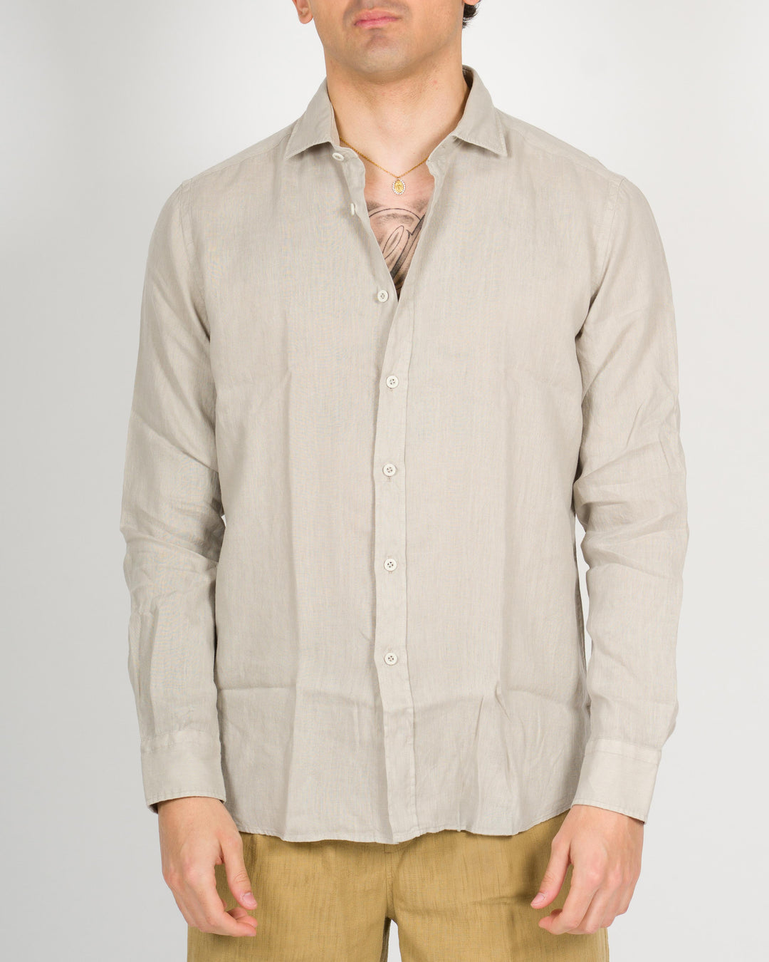 Camicia lino unito beige 