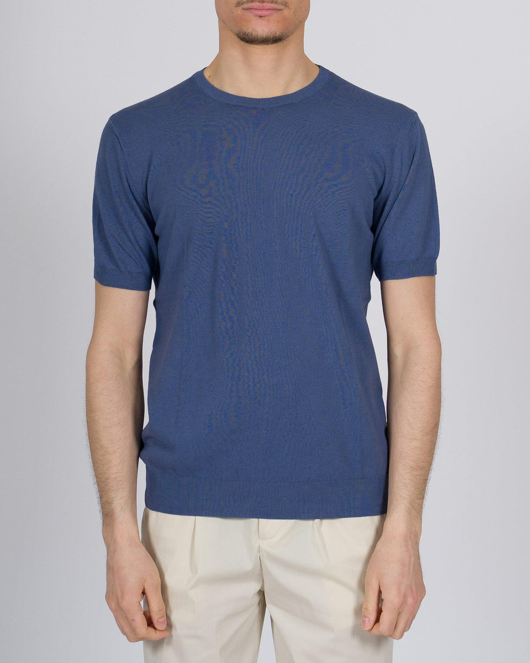T-shirt crepe di cotone indaco 