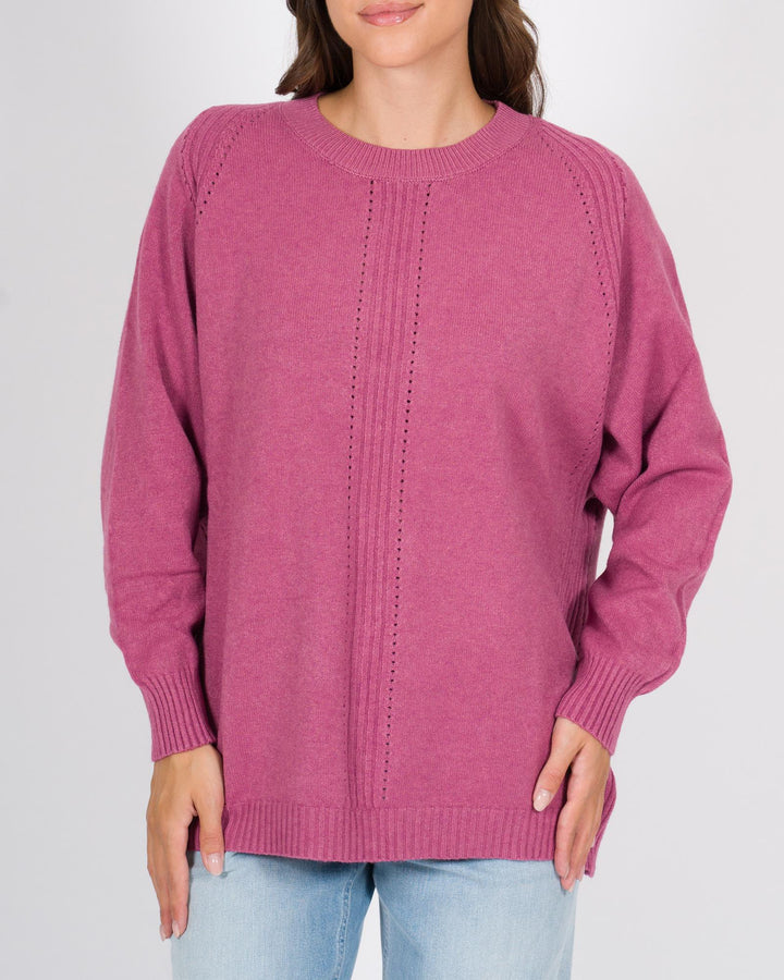 Maglia Over A coste Rosa 