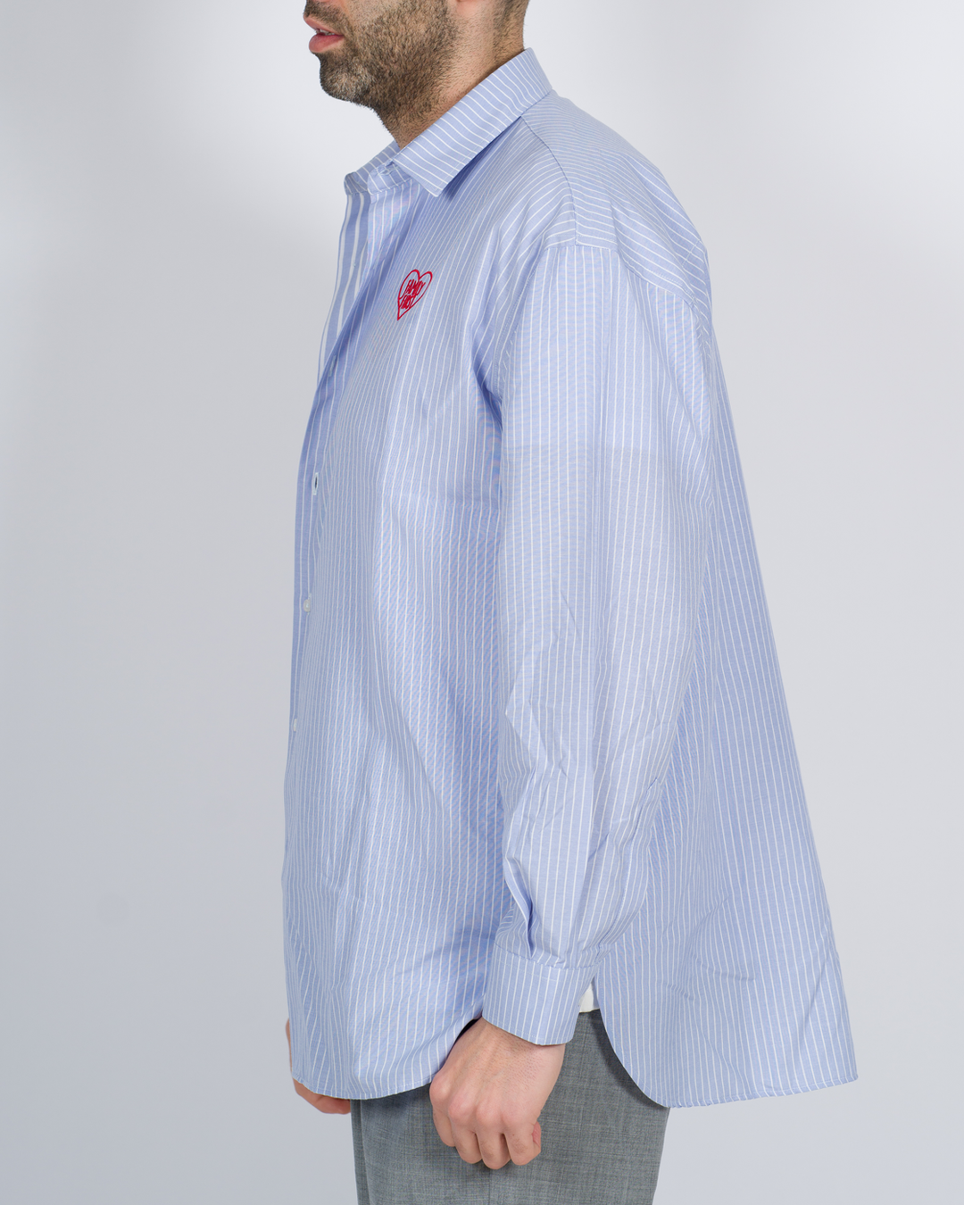 Camicia rigata over azzurra 