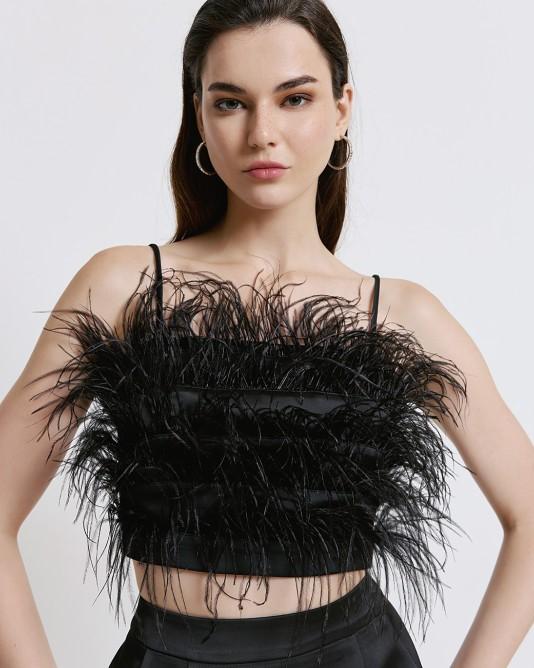 Top Piume Nero 